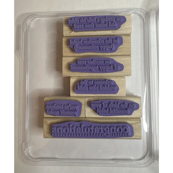 Stampin Up Congrats Wood Stamp Set of 7 Congratulations Happy Postitive Thoughts - Picture 4 of 4